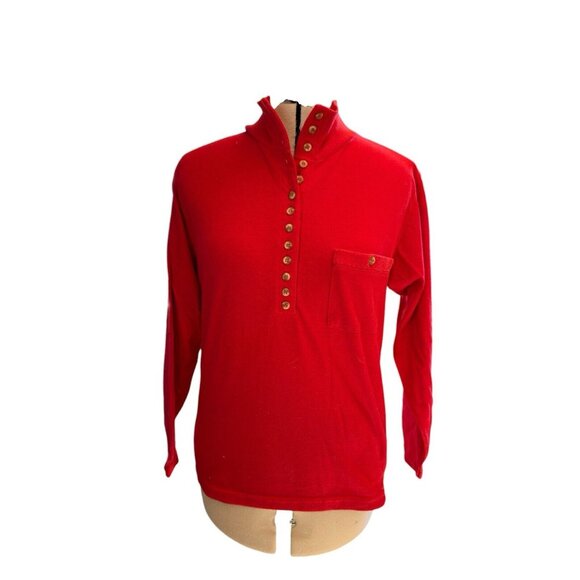 Vintage Air Express Women's Size Small Knit Pullover Red Henley - Picture 2 of 10